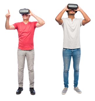 Deux hommes avec des casques VR