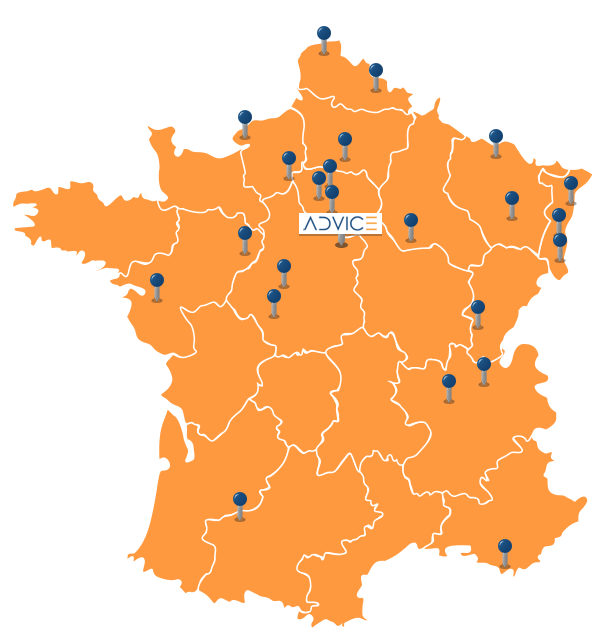 Carte de France avec les solutions Advice 2024